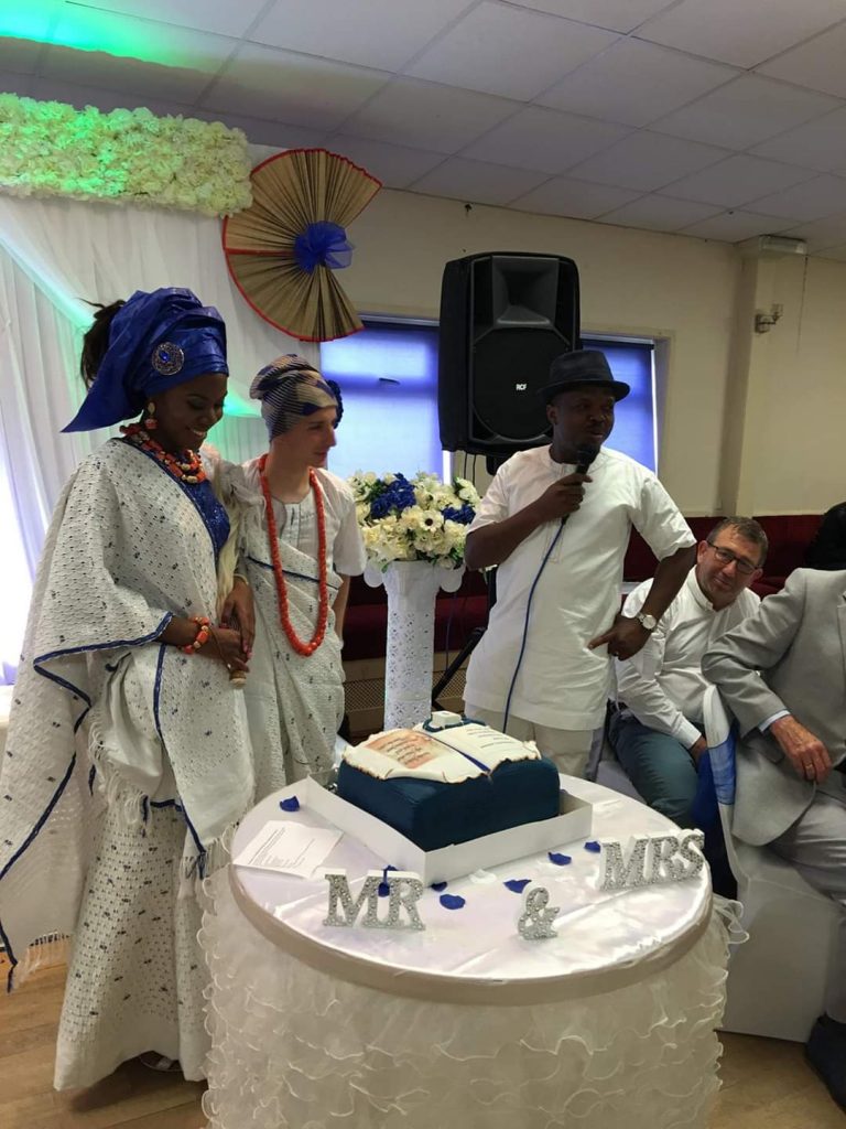 An African Bride and a British Groom at a traditional African Marriage Ceremony